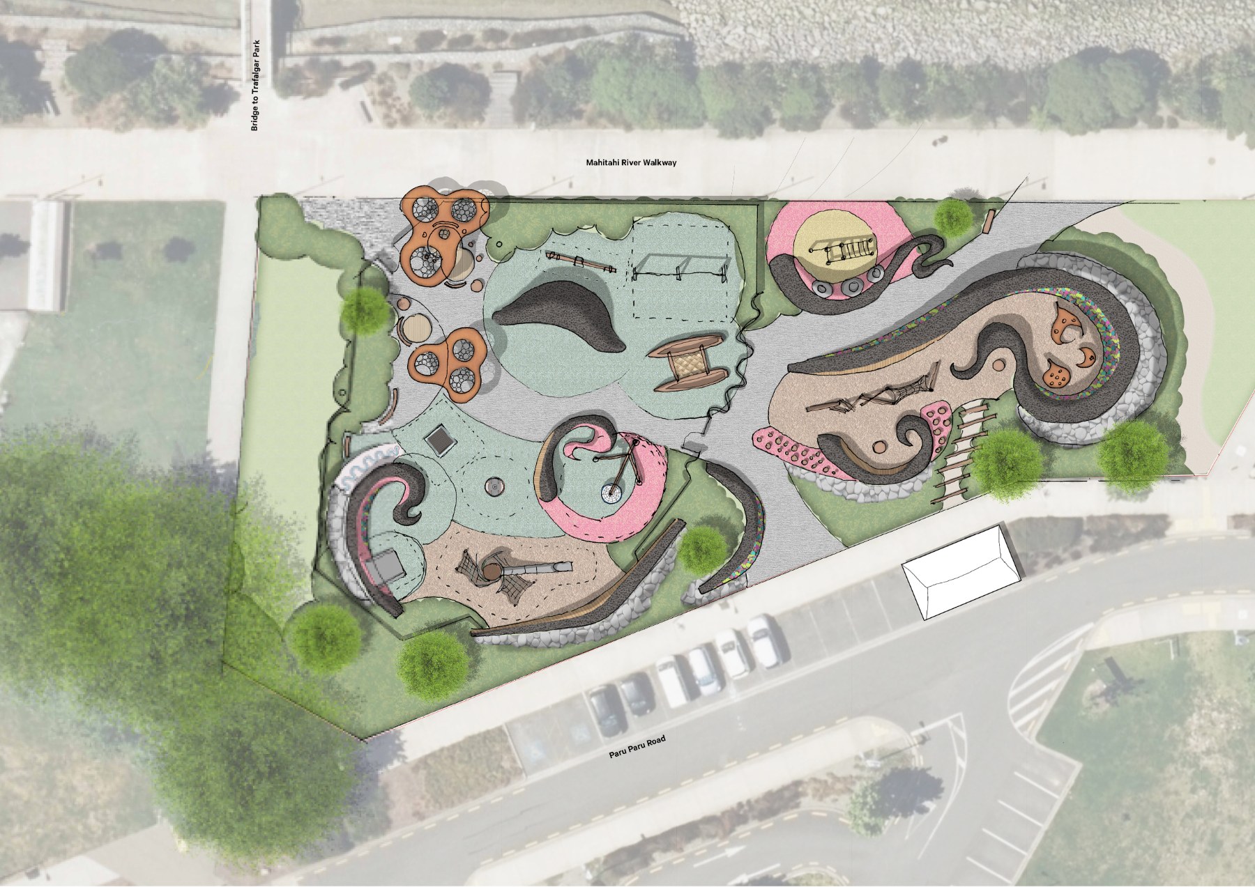 An overhead view of the city-centre playspace design concept