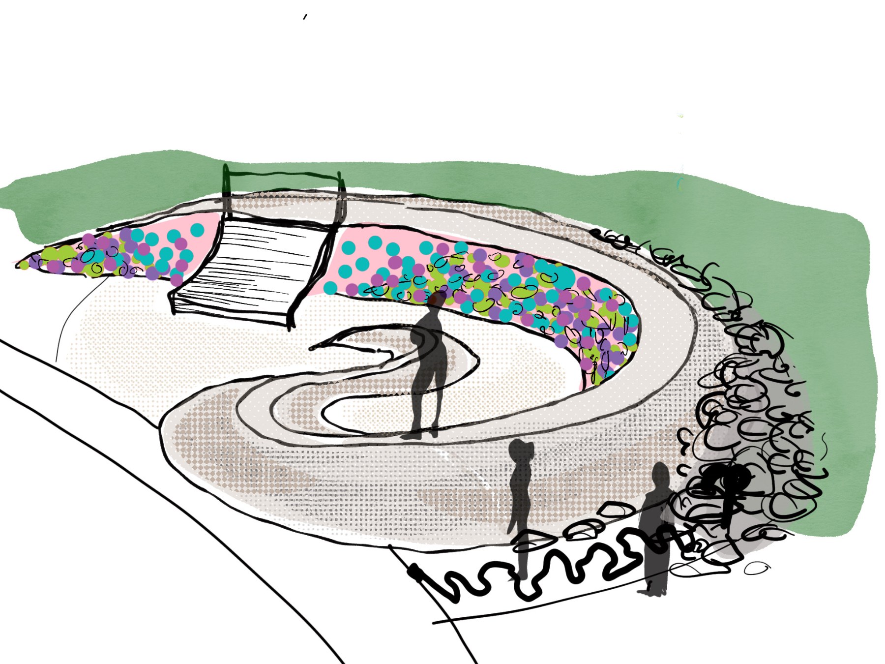 A sketch showing the design concept of the city-centre playspace