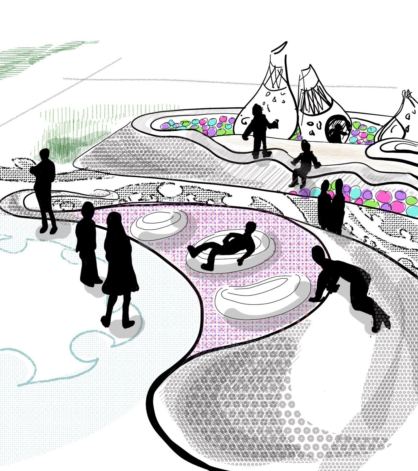 A sketch showing the design concept of the city-centre playspace