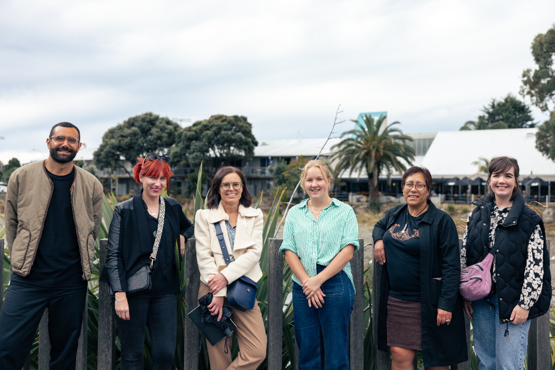 L-R is: Tyrone Ohia (Extended Whānau), Hayley Muir (Isthmus), Helen Kerr (Isthmus), Charis Teal (Creo), Kaye Reihana (Extended Whānau) and Amy Collingbourne (Creo).